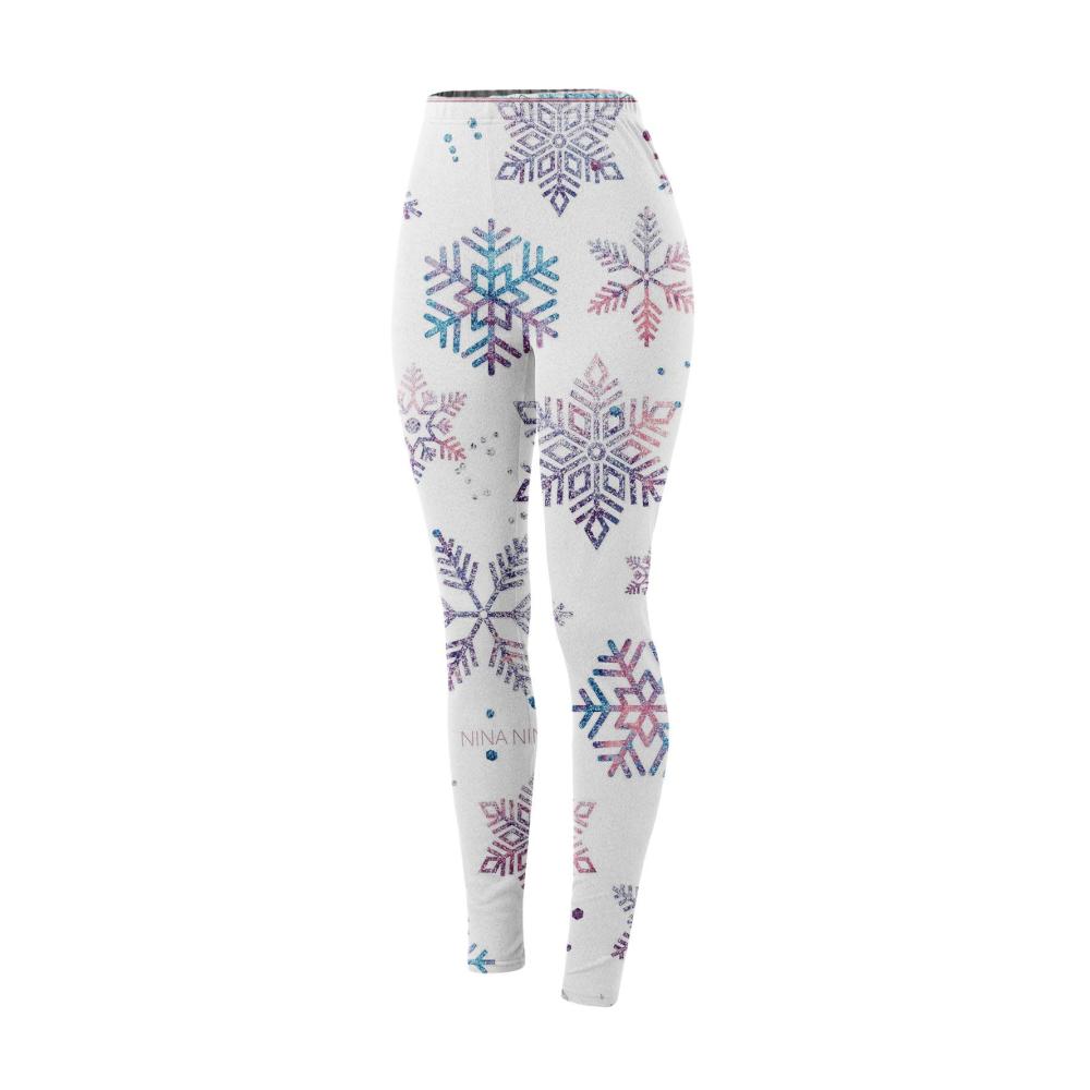 Damen Weihnachtsstrumpfhose mit hoher Taille – Festliche Jogginghose Weihnachtsschneeflocke Yogahose & Kunstleder Leggings
