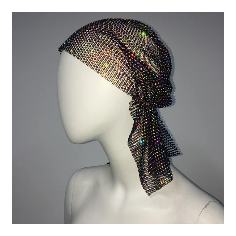 Strickmütze mit Strasssteinen und Hohl-Bling-Stickerei - Modisches Kopftuch für Frauen und Mädchen ideal als Haarschmuck
