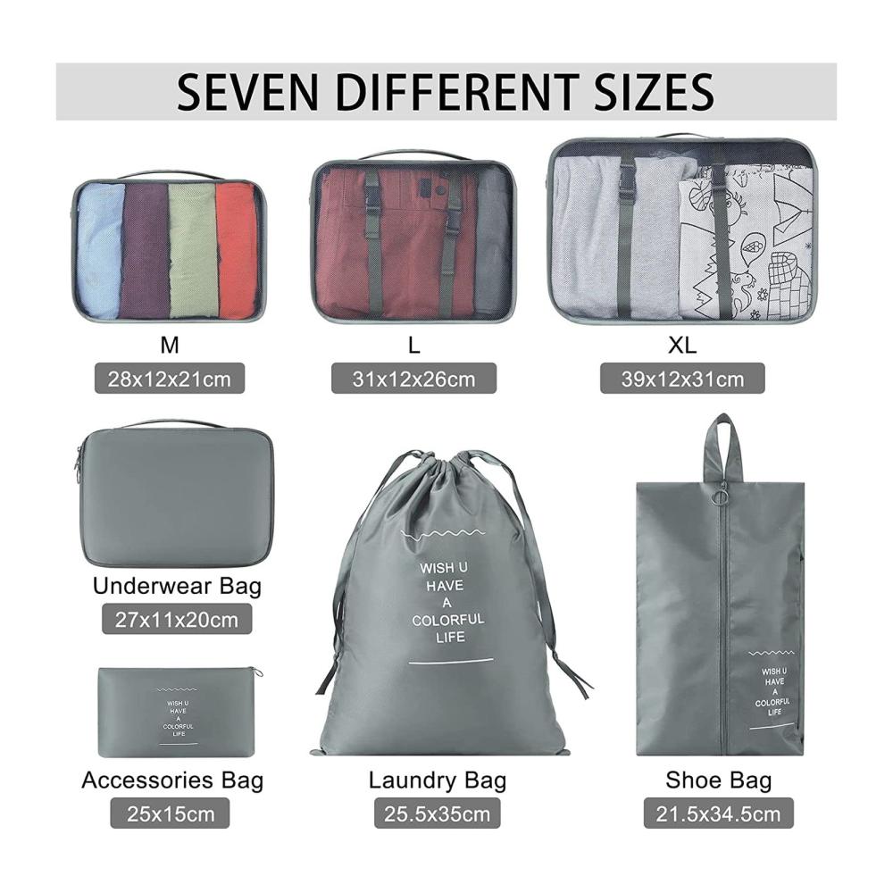 Kofferorganizer 7-Teiliges Set für Effizientes Packen Multifunktionale Kleidertaschen für Urlaub und Reisen