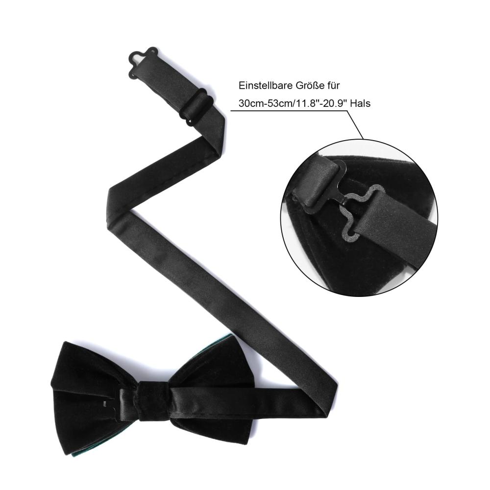 Verstellbare Samt-Fliege für Herren - Elegante Vorgebundene Fliege mit Schmetterlingen für Bräutigam Hochzeit und formelle Anlässe - Einfarbige Fliegen inklusive Geschenkbox