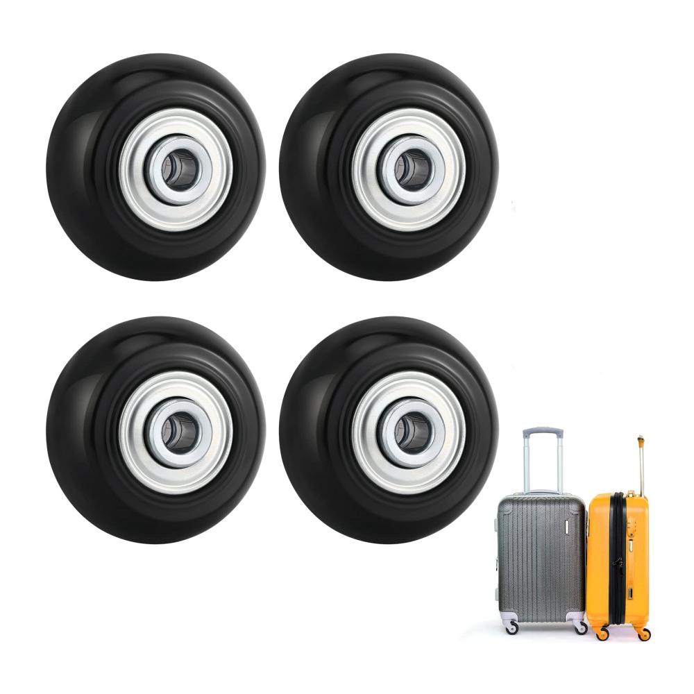 Gepäckrollen-Set 4 Universal-Ersatzräder für Koffer & Trolleys mit Montagewerkzeug - Schwarz (40mmx18mm