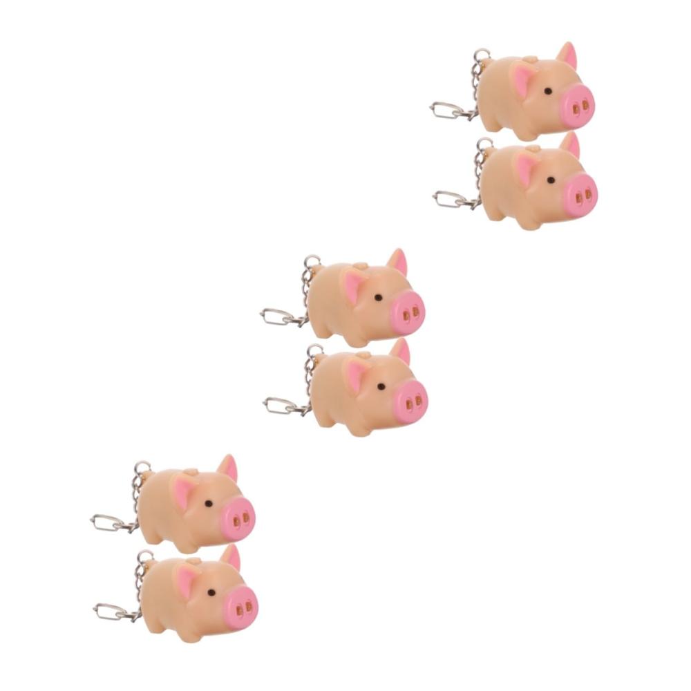 Schmuck-Sets 6er-Pack LED-Schlüsselanhänger mit Taschenlampe - Tiermotive für Geldbörse Handtasche und Kinder - Praktische Kunststoff-Anhänger