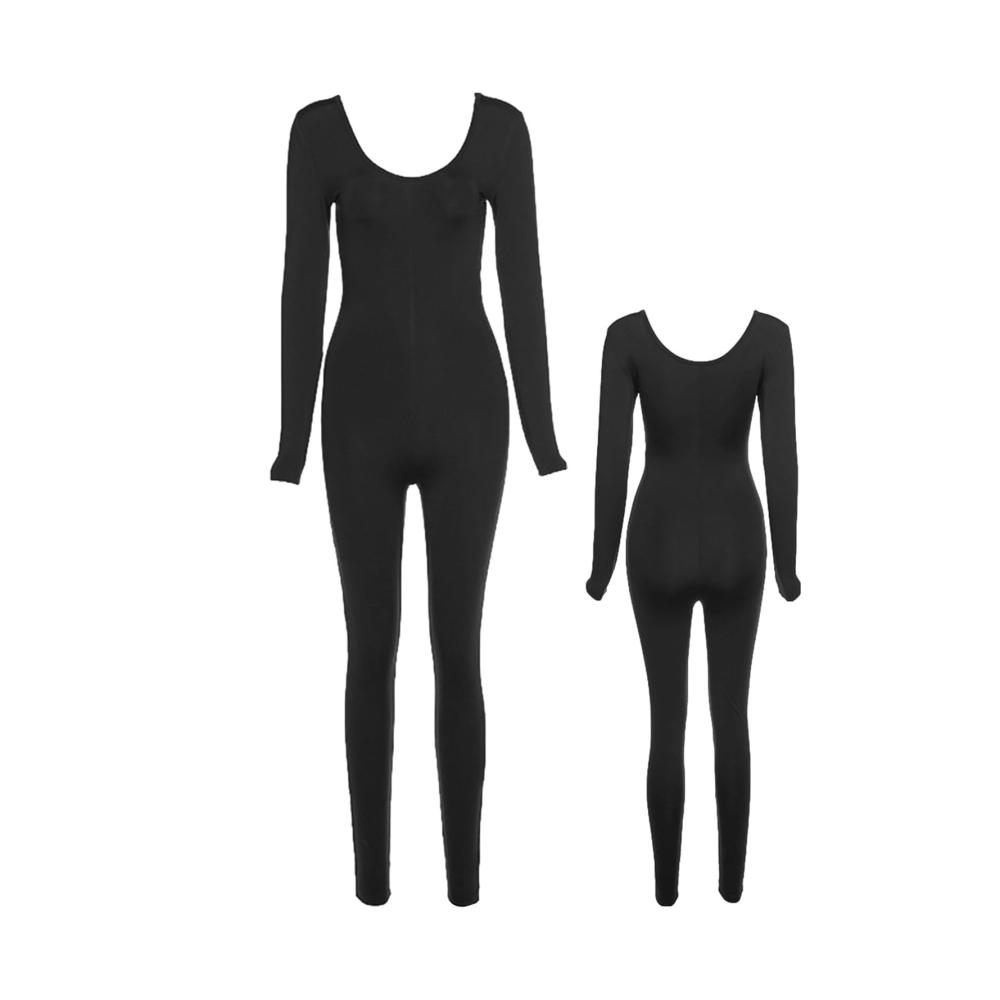 Langarm Jumpsuit Damen - Winter Fitness Overall mit niedrigem Kragen und hoher Elastizität
