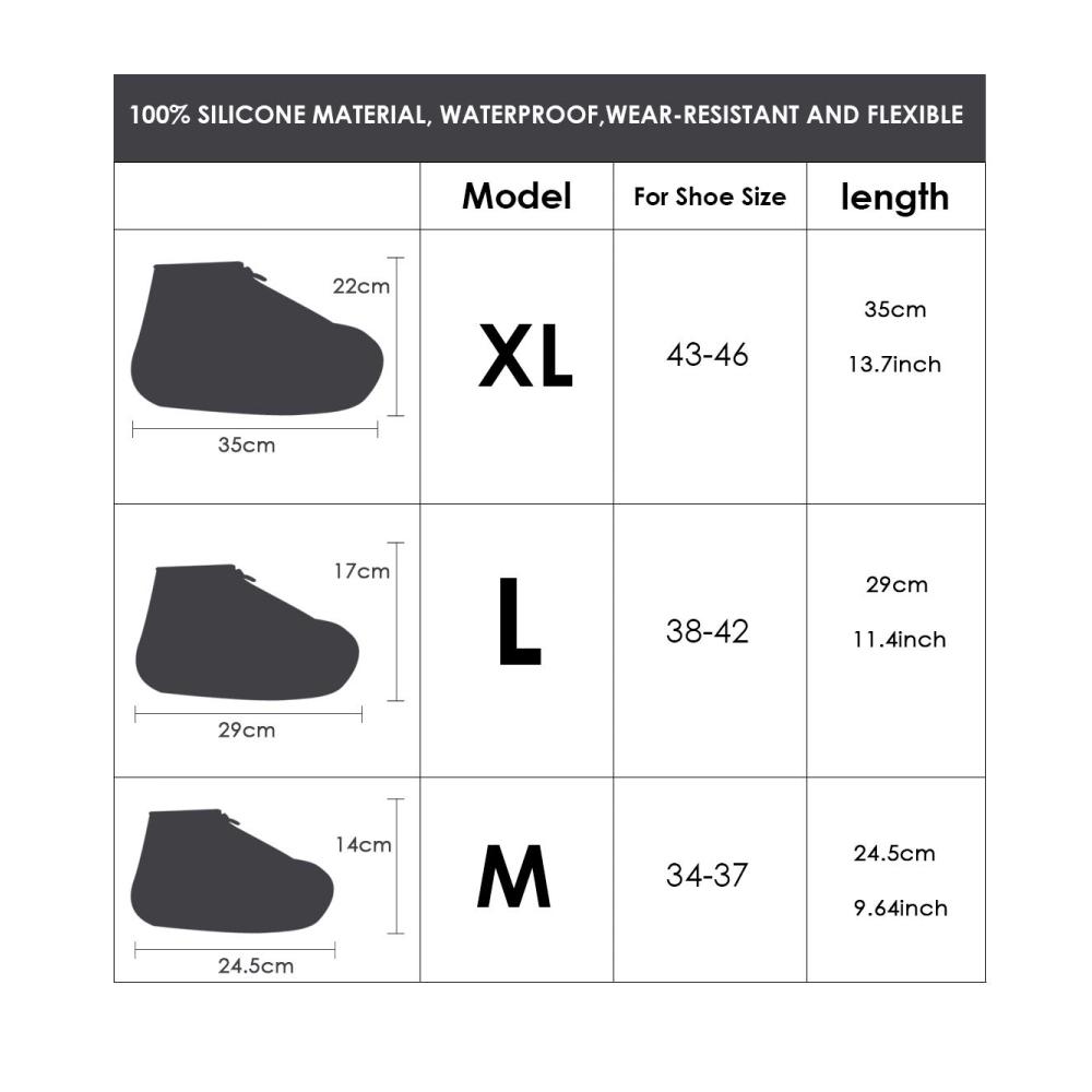 Wiederverwendbare Silikon-Galoschen mit Reißverschluss rutschfest faltbar grau M - Outdoor-Schuhschutz (1 Paar