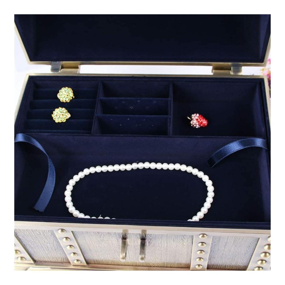 Europäischer Vintage-Schmuckkasten mit Metallschloss – Mehrschichtiger Organizer in antikem Zinn für stilvolle Schatzbewahrung und Geschenkbox