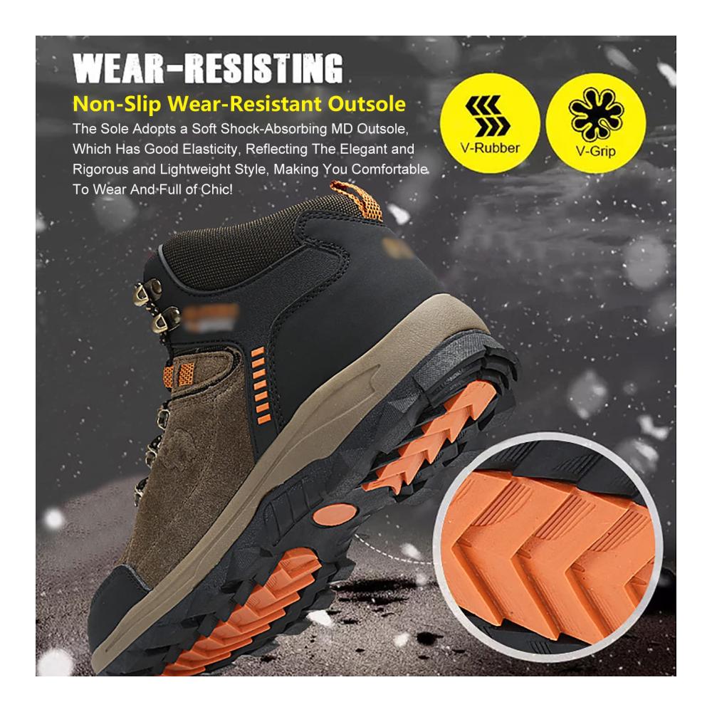 Wasserdichte Unisex Kletterschuhe - Robuste Vollnarbenleder Wanderschuhe mit Eva-Zwischensohle - Grüne Outdoor-Sneaker für Reisen Camping und Wandern (Größe 42