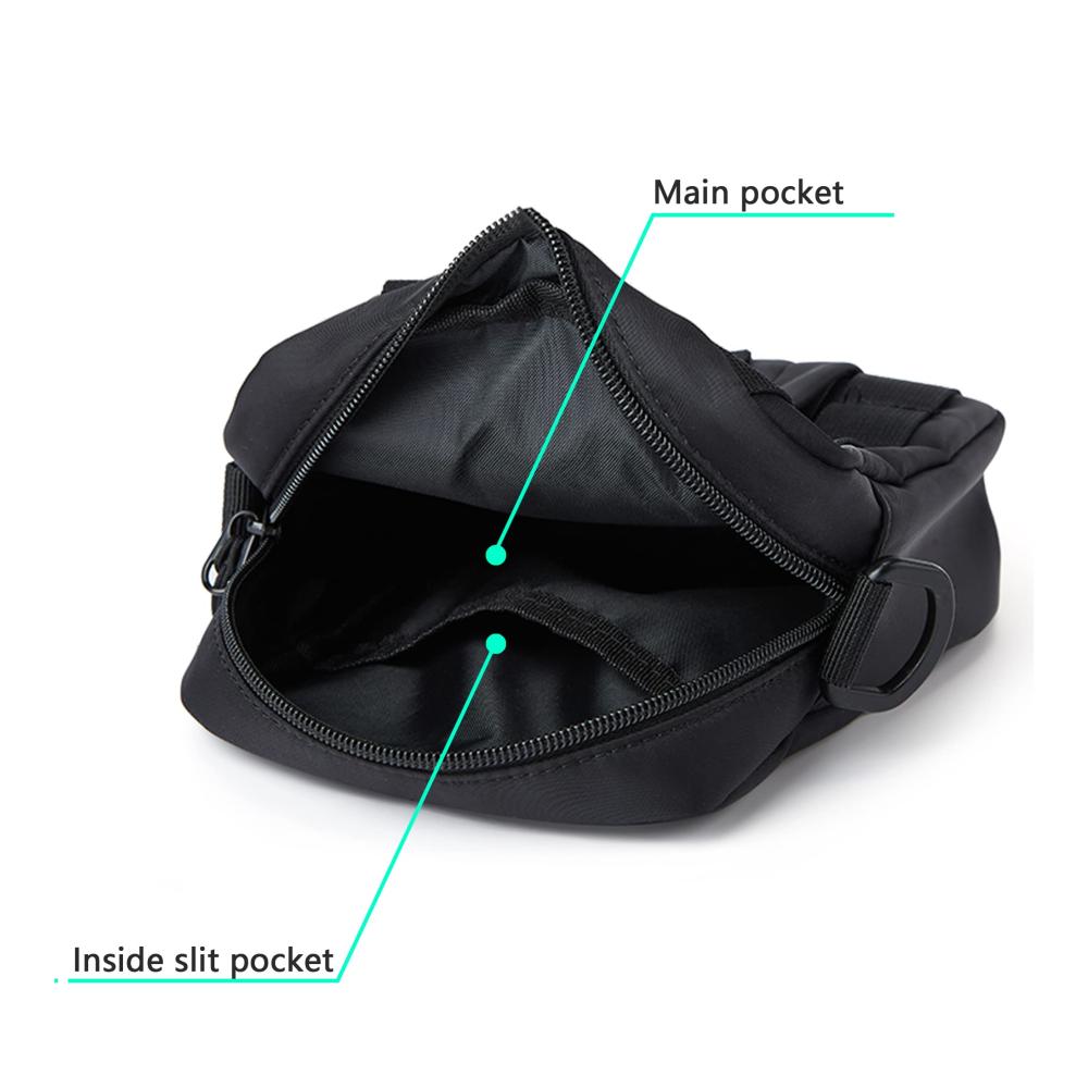 Schwarze Herren Schultertasche Kompakte Umhängetasche für Handys - Wasserdichte Reißverschluss Herrentasche mit Schulterriemen ideal als kleine Handytasche Brieftasche oder Geldbörse