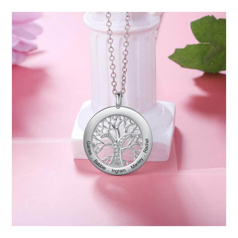 Personalisierte Baum des Lebens Ketten Familien-Schmuck für Damen - Muttertag & Geburtstagsgeschenk