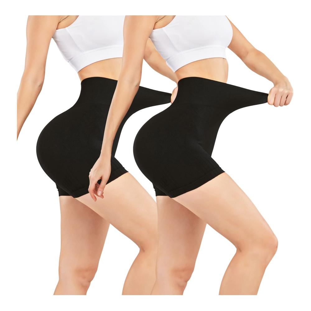 Damen Sportshorts Hochtaillierte Jogginghose für Fitness Yoga und Gym - Elastische Radlerhose mit kurzem Schnitt ideal unter Kleidern - Sommer Laufleggings aus Nylon für Zumba Training