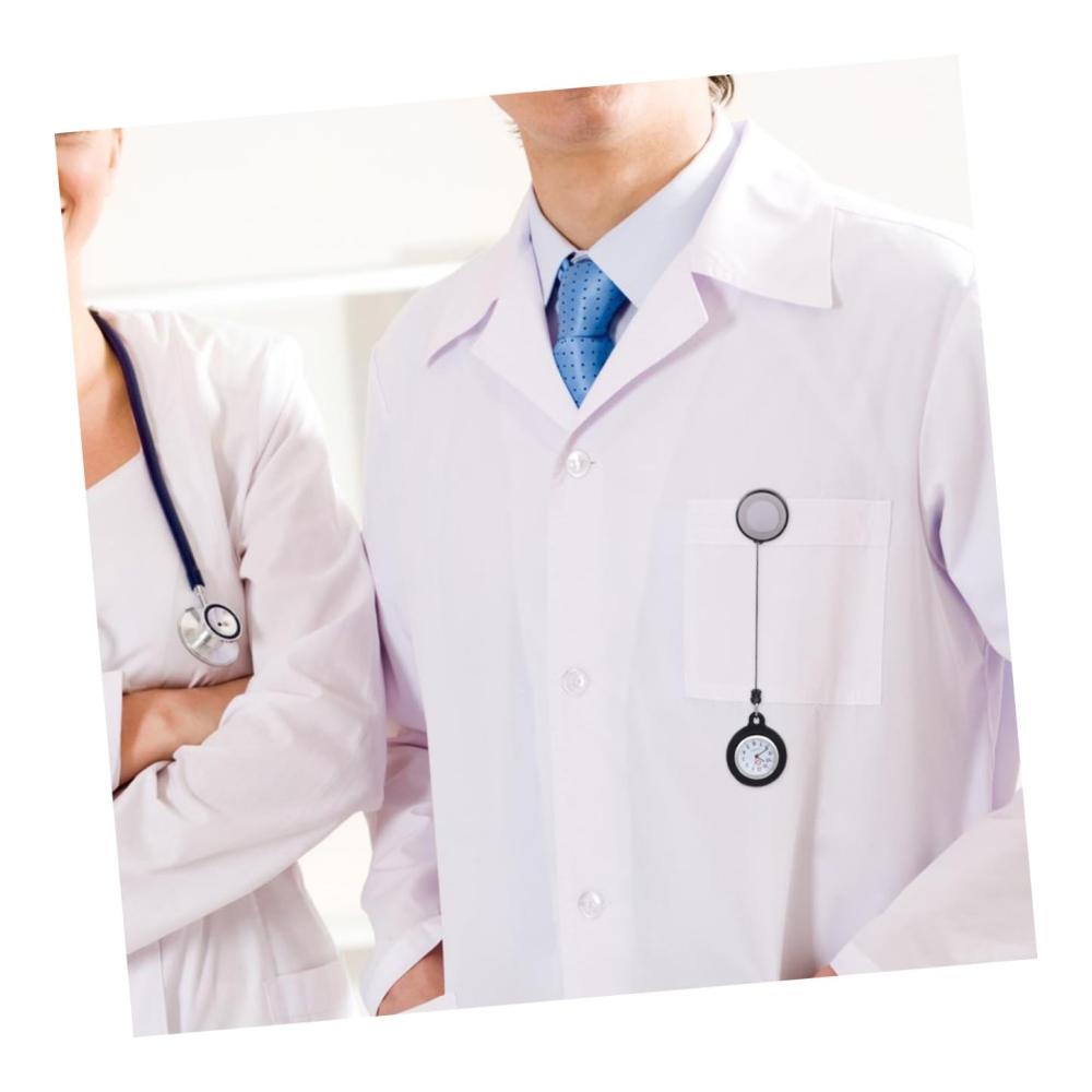 Herrenarmbanduhr mit einziehbarer Uhrkette - Stilvolle Taschenuhr für Männer mit Halskette Anstecknadel und Pflegezubehör für Krankenschwestern - Karikatur-Design mit Altem Monitor-Clip
