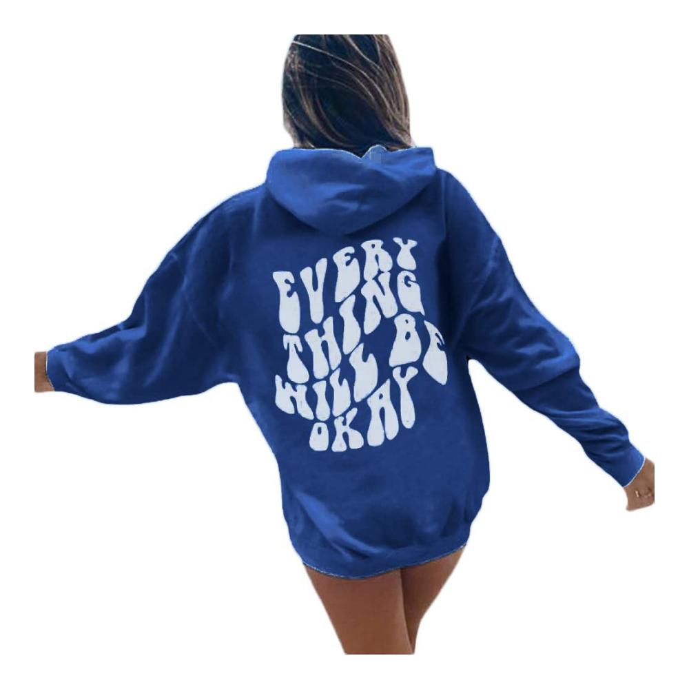 90er Y2K Damen Hoodie mit Rückendruck - Oversize Vintage Kapuzenpullover für E-Girls - Casual Letter Print Sweatshirt