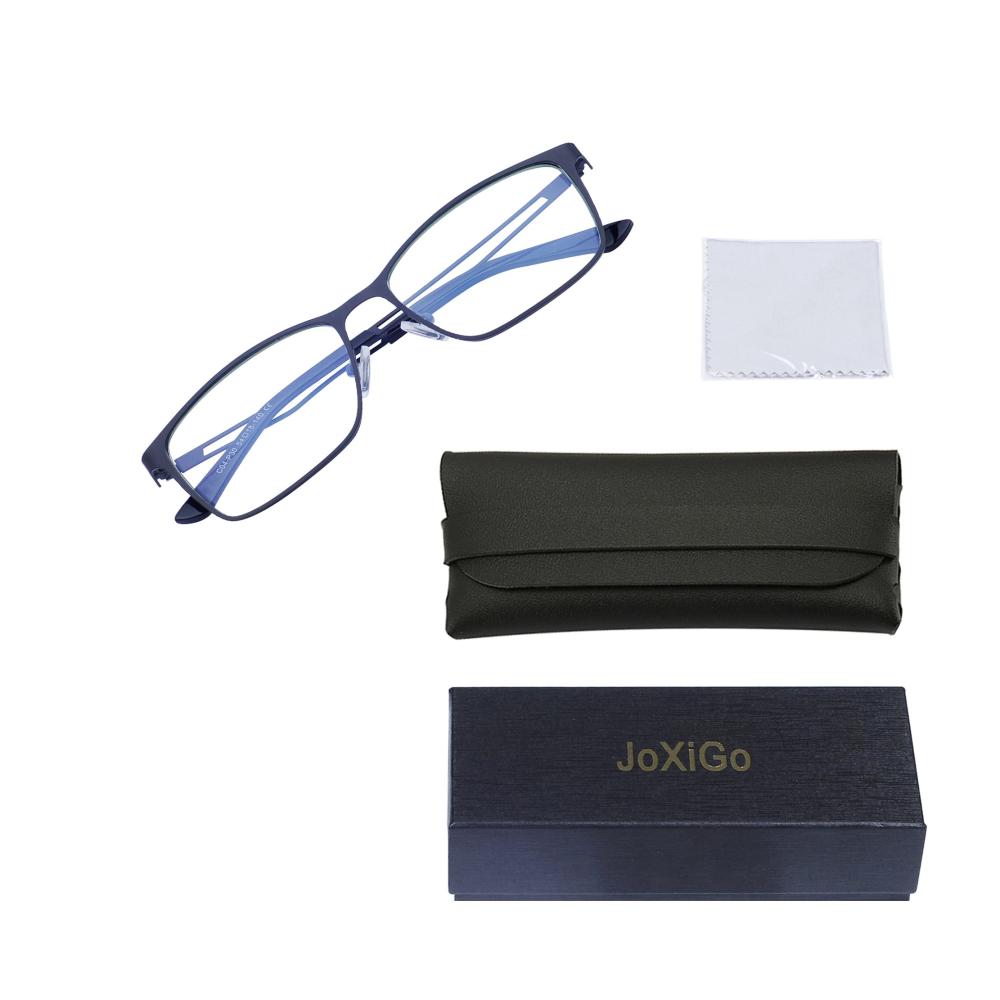 Rechteckige Metallrahmen Computerbrille für Herren mit Blaulichtfilter und UV-Schutz - Anti-Müdigkeit Brillenfassungen & Etuis