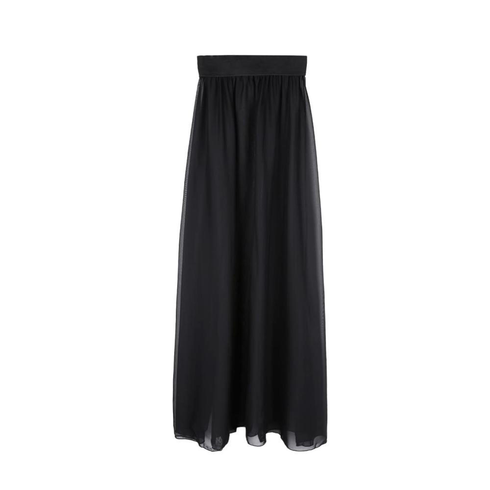 Pareos & Strandkleider Damen – Bikini Cover up in Chiffon mit transparentem Faltenrock Schlitz und Maxilänge – Sommerrock für Strand und Tanz – Gr. S-XL