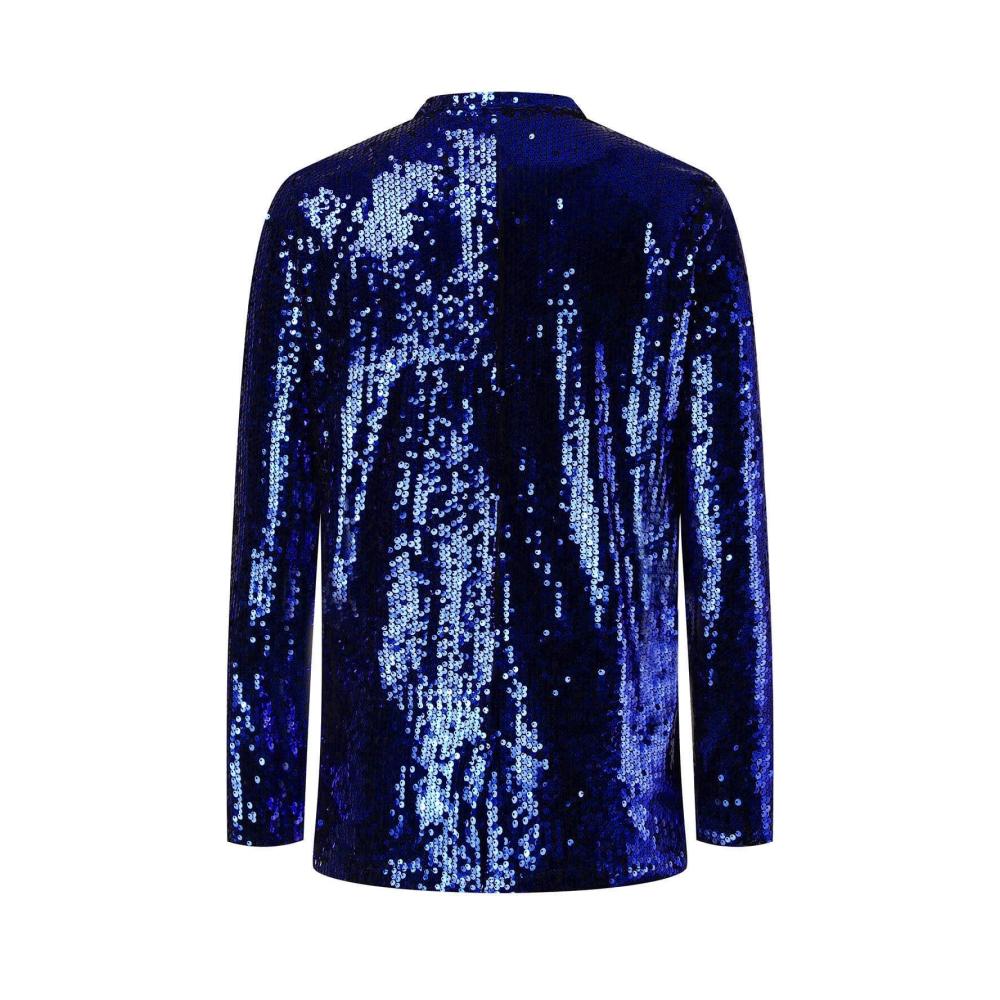 Damen Blazer Elegant Langarm Pailletten Glitzer Party Jacke für Rave und Veranstaltungen