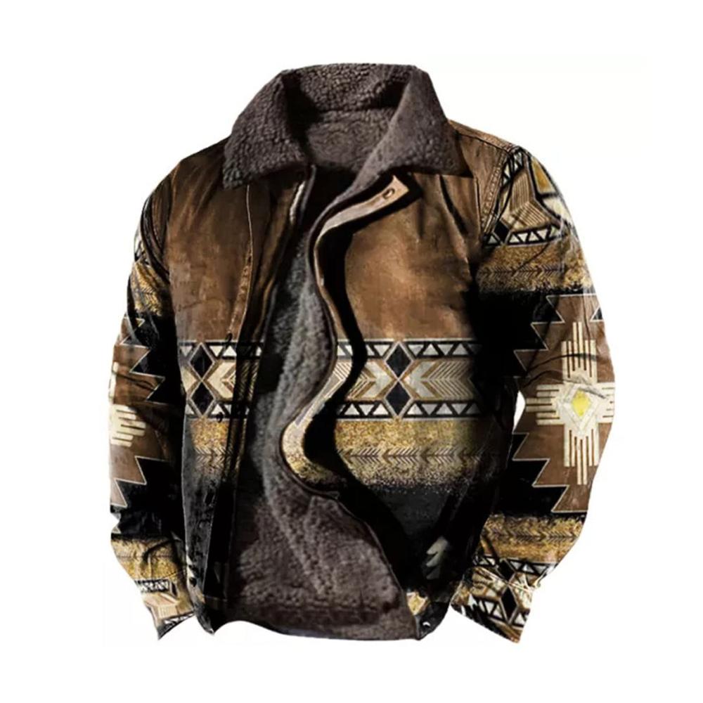 Herren Sherpa Gefütterte Baumwolljacke mit Pelz Halsband - Western Style Trucker Jacke Kariertes Muster Winterwarme Oberbekleidung