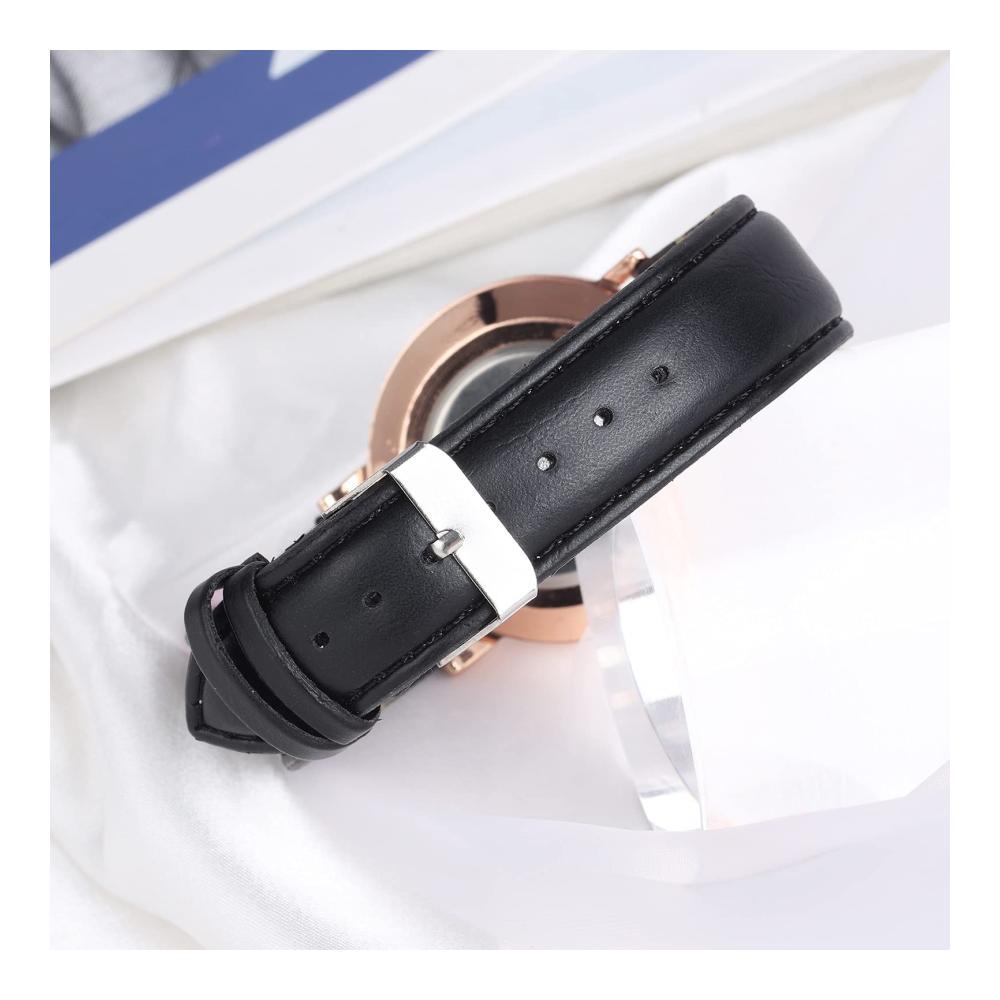 Damen Armbanduhr - Minimalistisches Design ultradünn mit Lederarmband - Modisches Geschenk für Damen