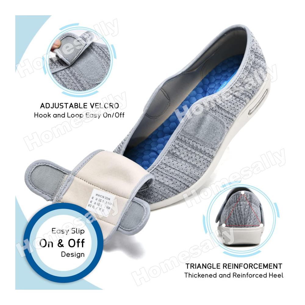 Diabetiker Hausschuhe mit Klettverschluss für Senioren - Orthopädische Gesundheitsschuhe in Beige Extra Weit Damen/Herren Größe 39EU/Lable40