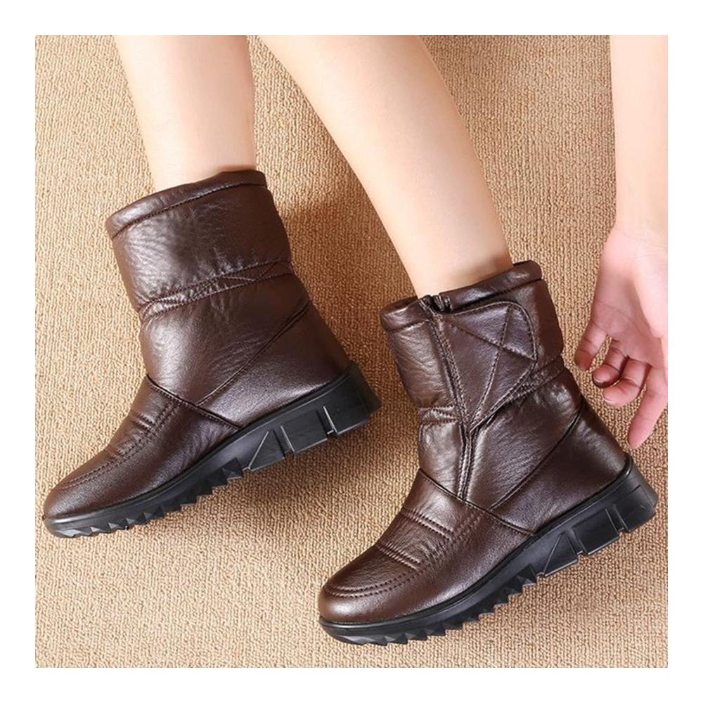 Bequeme Damen Squashschuhe Leichte Outdoor-Winterstiefel | Gefütterte Kurzschaft-Schneestiefel für Damen | Rutschfeste Schlupfstiefel - Flache warme Winterboots & Wanderschuhe