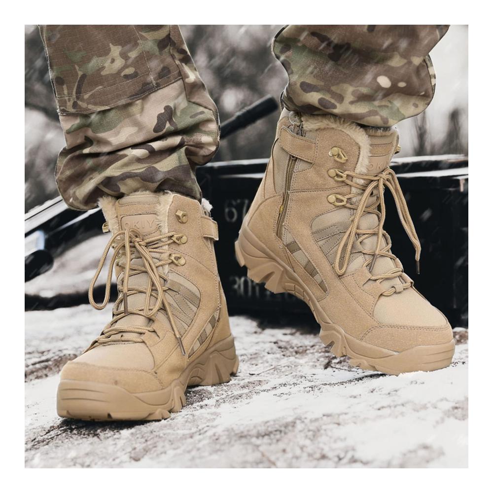Militärstiefel für Herren Warm Gefütterte Taktische Trekking- und Wanderschuhe mit Reißverschluss Rutschfest und Verschleißfest - Ideal für Outdoor-Abenteuer