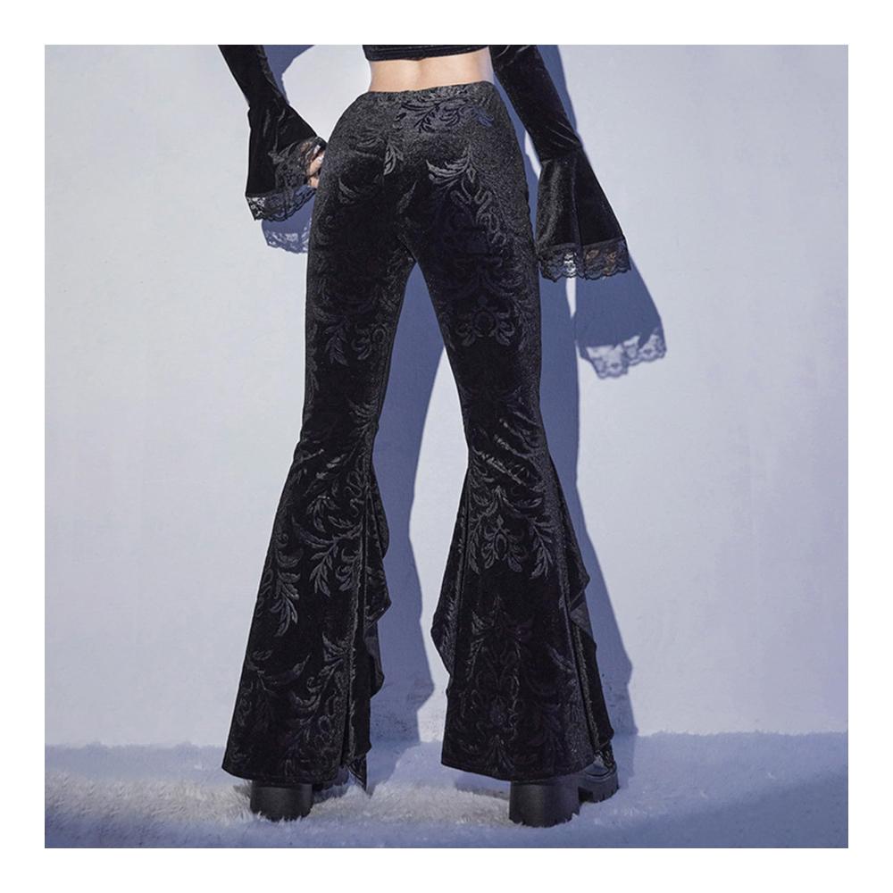 Gothic Halloween Kostüm Damen - Vintage Spitzen High Waist Hose Steampunk Bootcut 70er Karneval Sexy Partyhosen Y2k Freizeithose Damen Cargohose Slim Fit Baby Dolls & Negligees