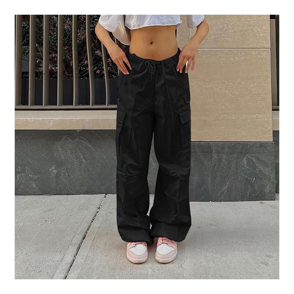 Cargohose Damen Y2K Baggy Hose mit Breitem Bein für Streetwear & Sommer - Vintage Oversized Pants im E-Girl Harajuku Stil Casual Teens Sweathose mit Taschen