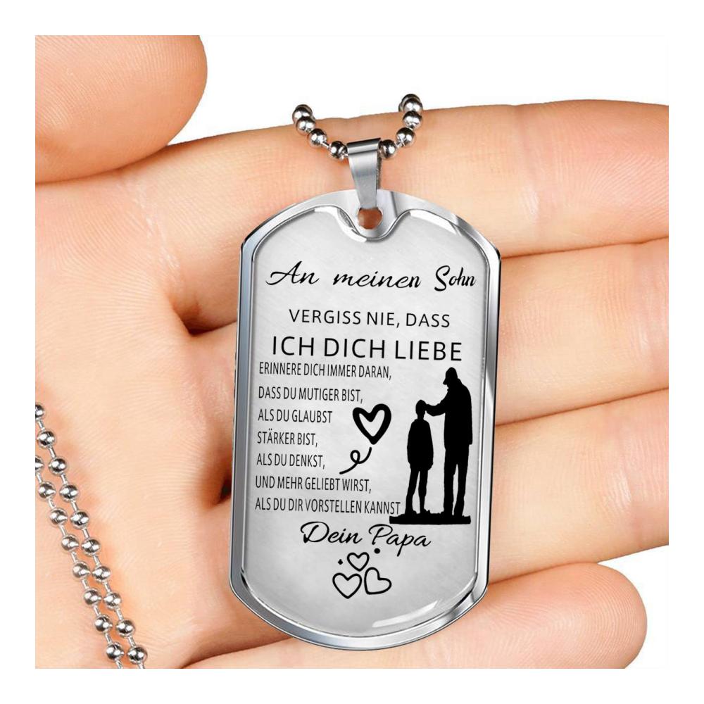 Dog Tag Kette für Herren – Personalisierte Geschenke von Mama für Sohn – Stilvolle Halskette mit individuellem Gravurschmuck