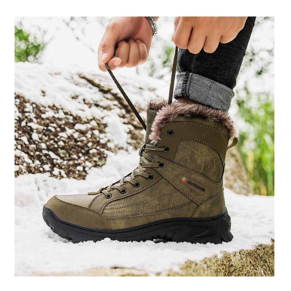 Herren Trekking- und Wanderschuhe | Wasserdichte Lederstiefel | Leicht Atmungsaktiv & Warm | Wander-Trekking-Schuhe mit Anti-Rutsch-Sohle | Braun Größe 47