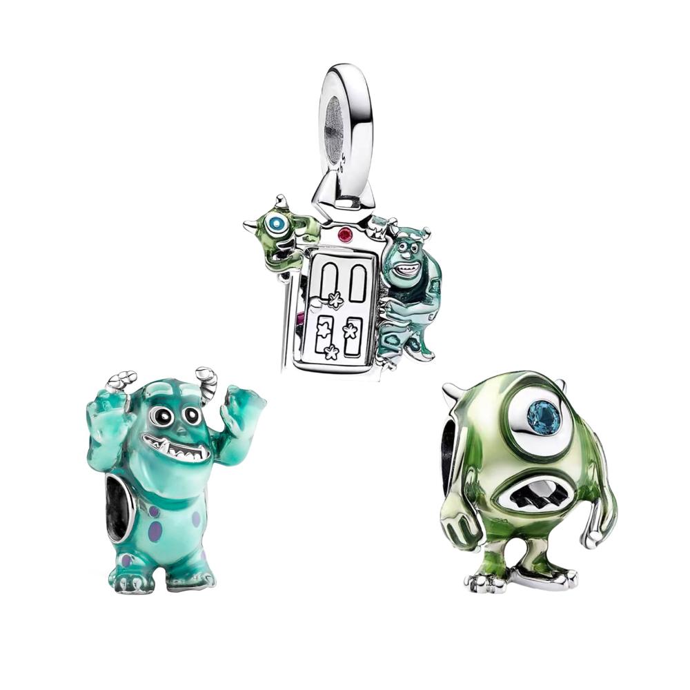 925 Sterling Silber Bead Charms Set mit Cartoon Menschen und Tiermotiven Zirkonia-Anhänger für Armbänder und Halsketten - 3er Pack Schmuckgeschenk für Damen zu Weihnachten Valentinstag und Muttertag