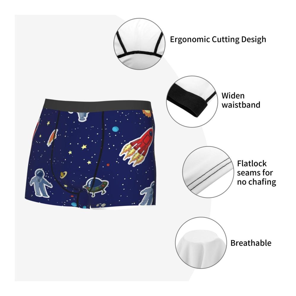 Lustige Cartoon Astronaut Sterne Herren Boxershorts - Bequeme atmungsaktive 3D-Print Unterwäsche mit Stretch - Beste Boxer Briefs