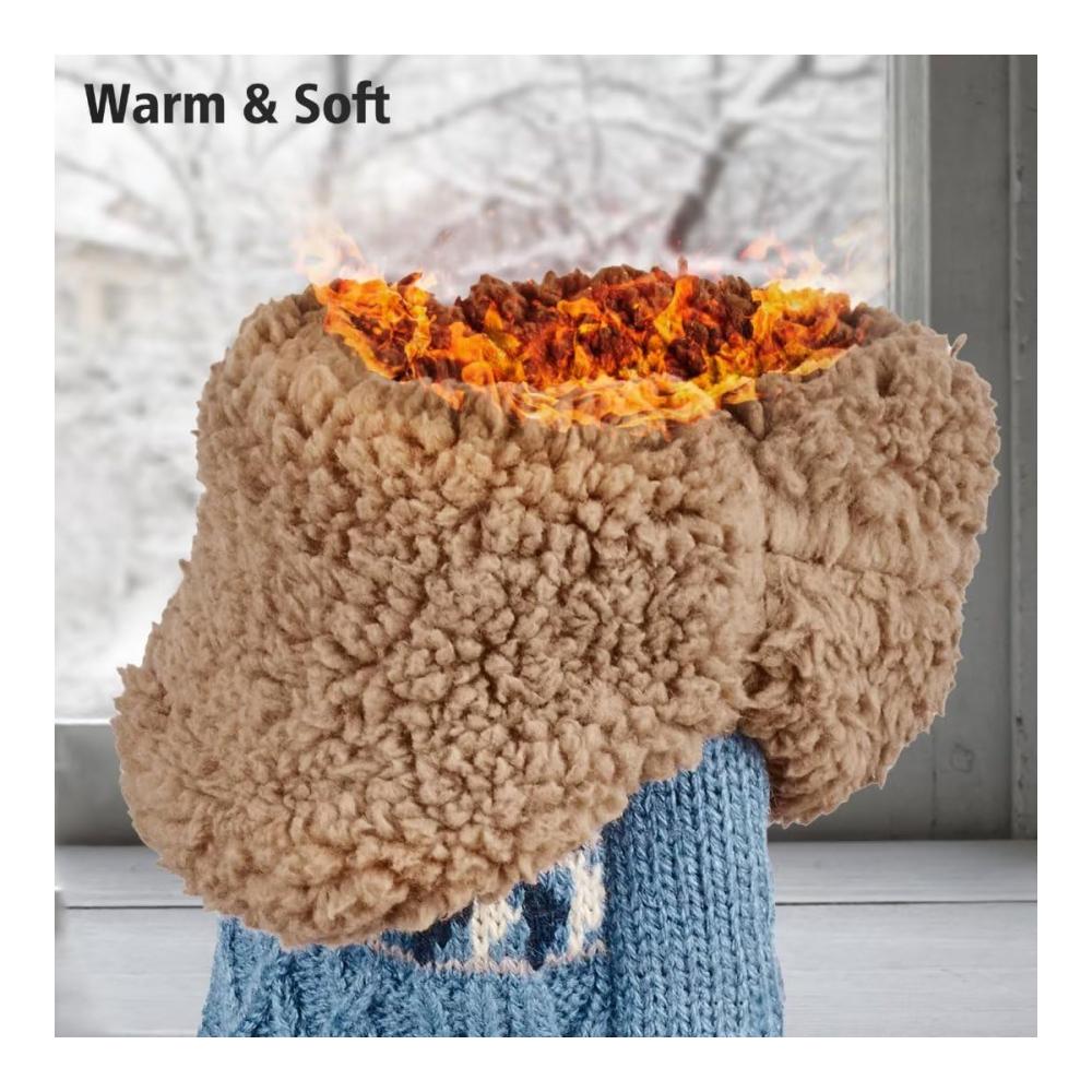 Winterwarme Stoppersocken mit Wolle für Damen & Herren - Flauschige Mulor Haussocken rutschfeste Hüttensocken (1 Paar