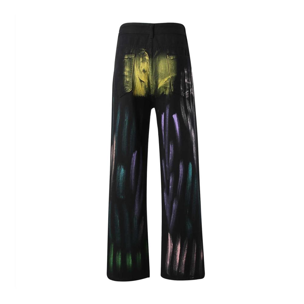 Stretch Herren Jeans - Modische Batik-Lockere Passform Drapiertes Design Breite Beinhosen - Casual und Trendy Herrenbekleidung