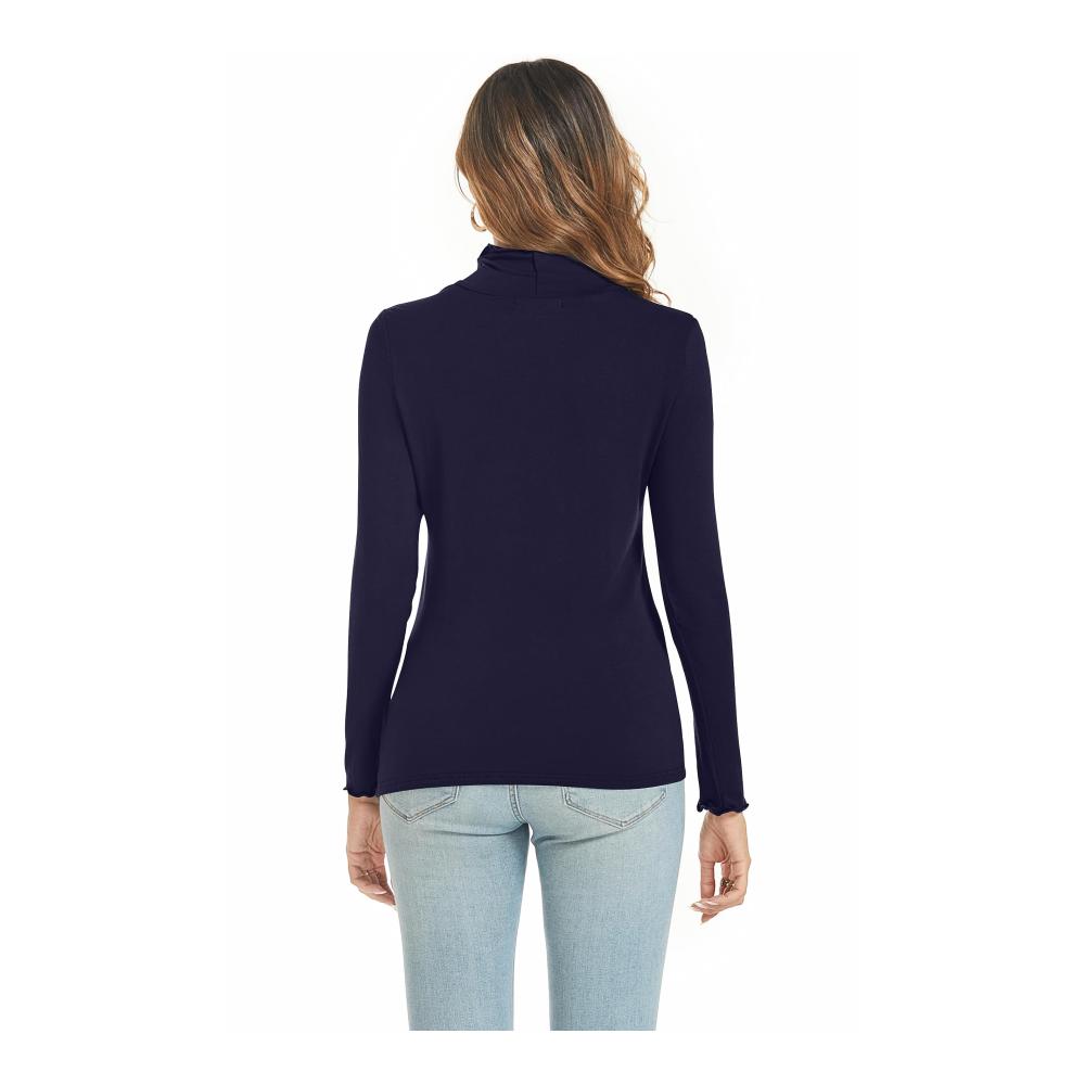 Langarmshirts Damen Rollkragen Stretch Slim Fit - Casual Oberteile & Basic T-Shirt