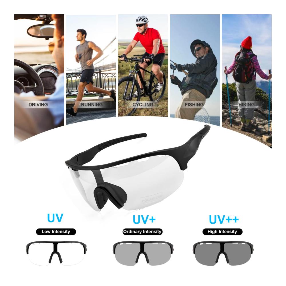 Fahrrad-Sonnenbrille Selbsttönend Polarisiert Winddicht - UV400 Schutz für Herren und Damen