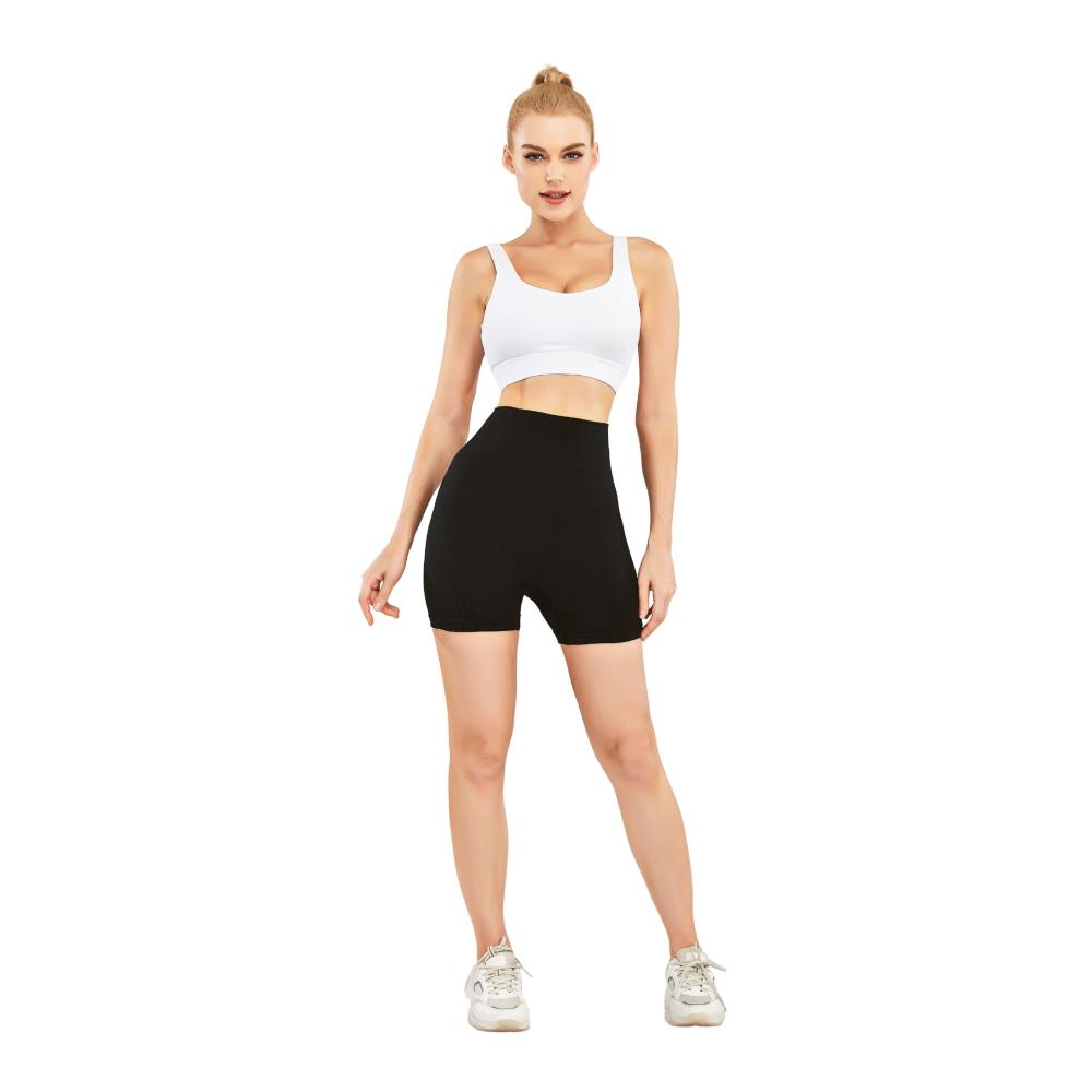 Damen Sportshorts Hochtaillierte Jogginghose für Fitness Yoga und Gym - Elastische Radlerhose mit kurzem Schnitt ideal unter Kleidern - Sommer Laufleggings aus Nylon für Zumba Training