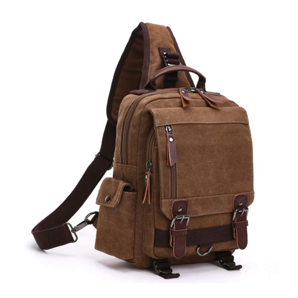 Canvas Messenger Bag – Stilvolle Umhängetasche für Reisen in Kaffeefarbe