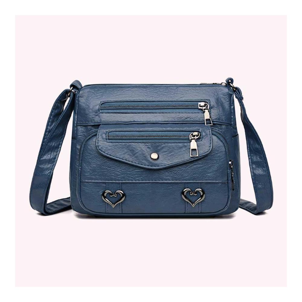 Damen Schultertasche mit Herz-Dekor Große Kapazität Geldbörse & verstellbare Gurte - Einfarbig & Multifunktional für Mädchen