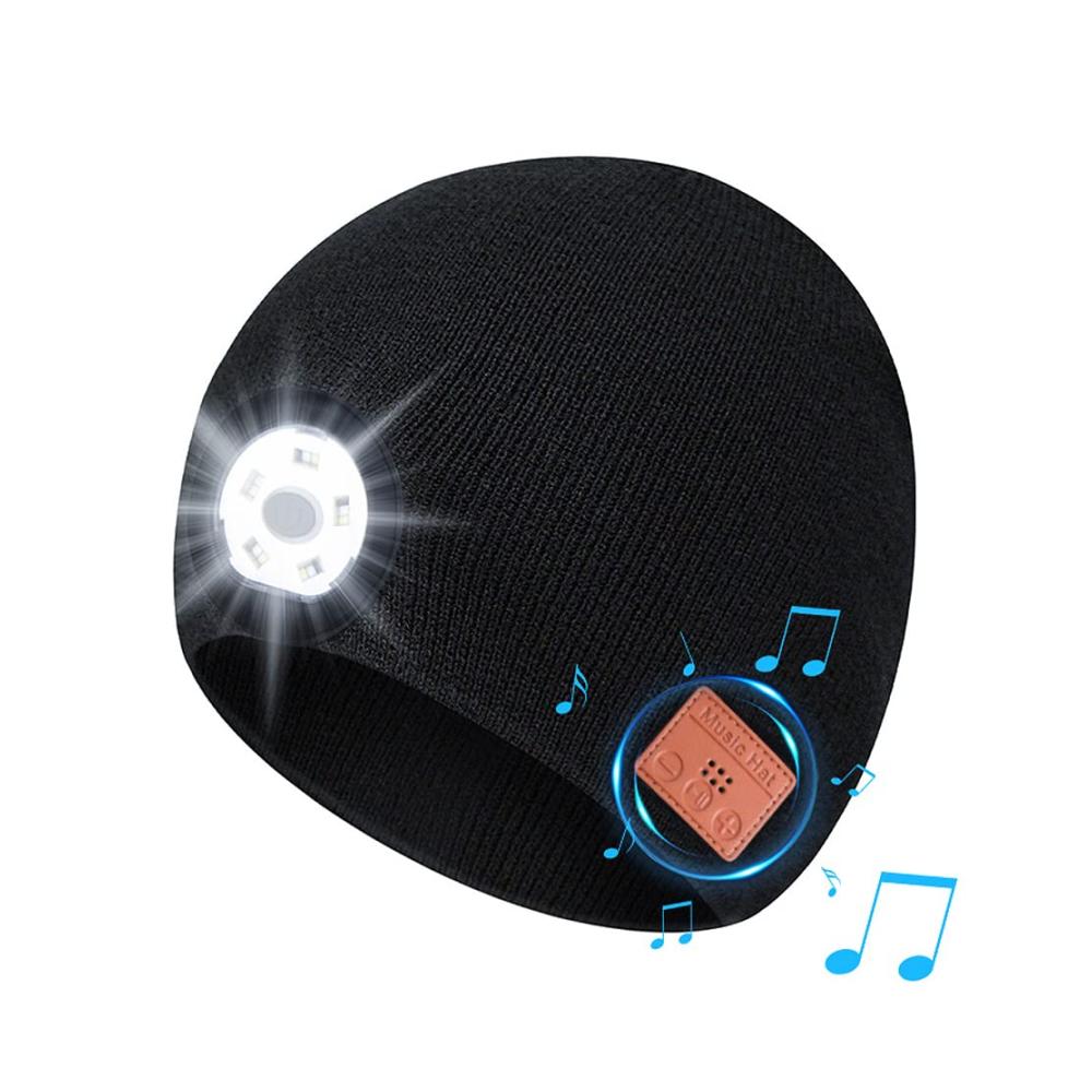 Bluetooth Beanie Mütze NAVESO - LED Wintermütze mit Bluetooth 5.0 Mikrofon Licht & Wireless-Funktion für Herren und Damen beim Wandern Radfahren Laufen und Camping