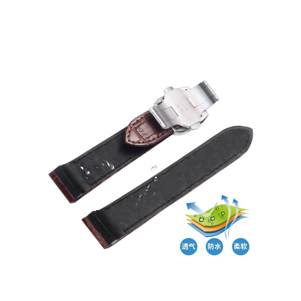 Premium Leder Uhrenarmband 20mm für Cartier Santos 100 - Hochwertiges Zubehör für Männer und Frauen - Braunes Armband mit Silberner Handgelenkschnalle - Inklusive Achat-Details