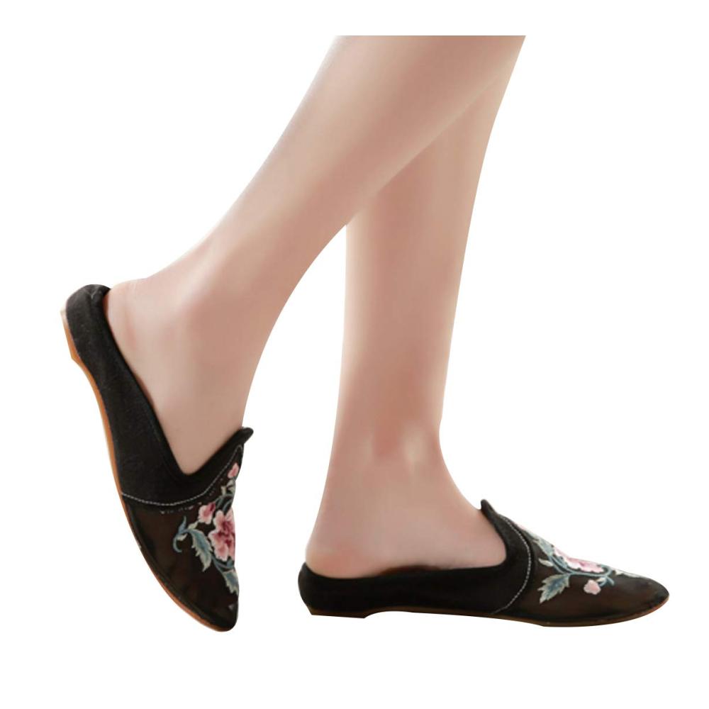 Bestickte Damen-Pumps im chinesischen Retro-Stil | Spitz zulaufende hohle Einzelschuhe mit exquisiter Stickerei