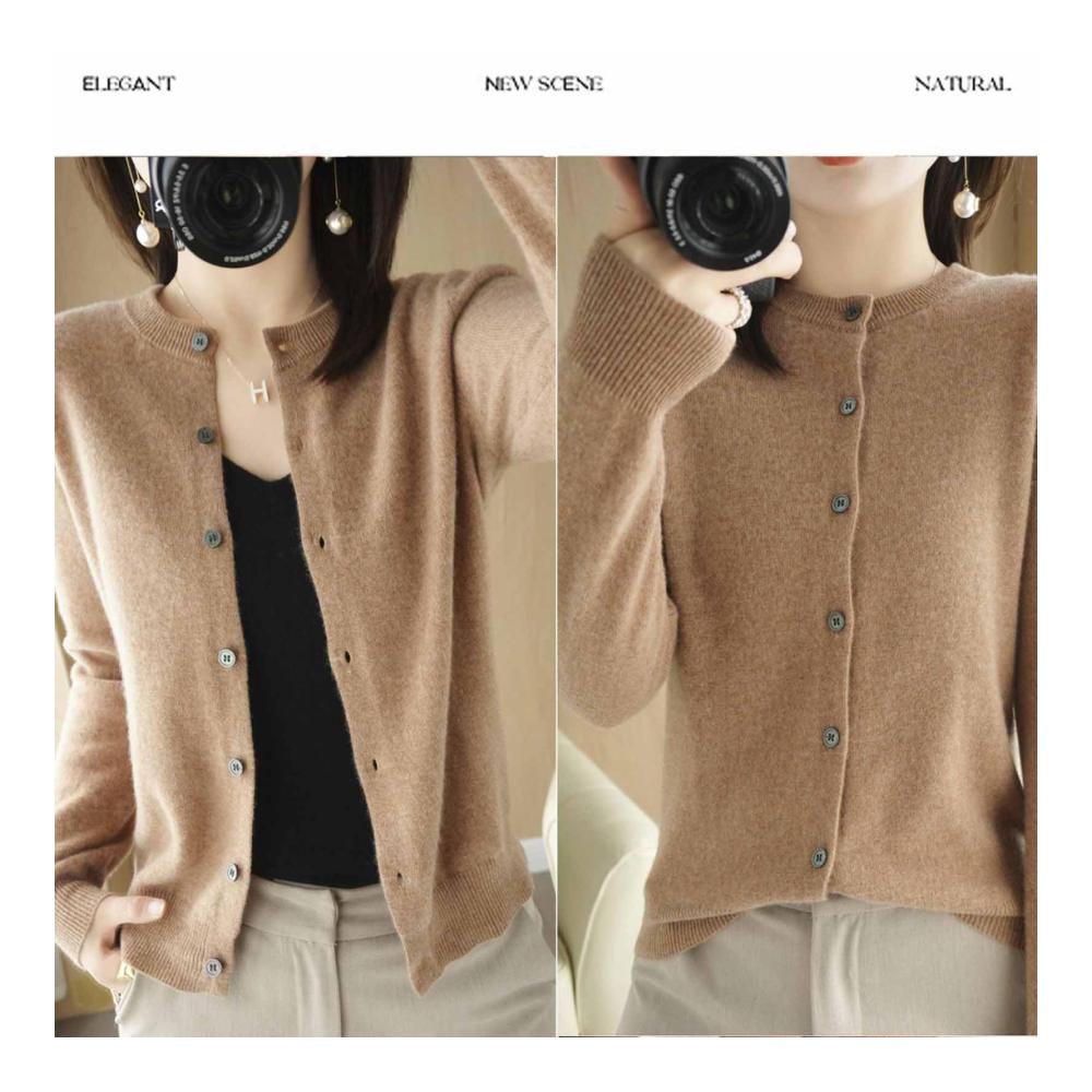 100% Cashmere Womens Cardigan Button-Front Long Sleeve Soft & Warm Knit Sweater