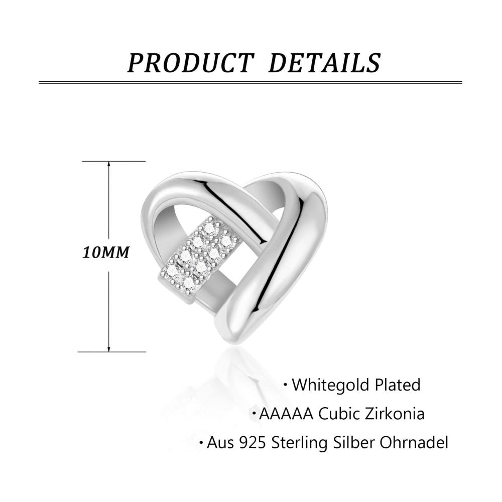925 Silber Damen Ohrstecker Herz-Design mit AAA Zirkonia Diamant Gold Details für Frauen & Mädchen