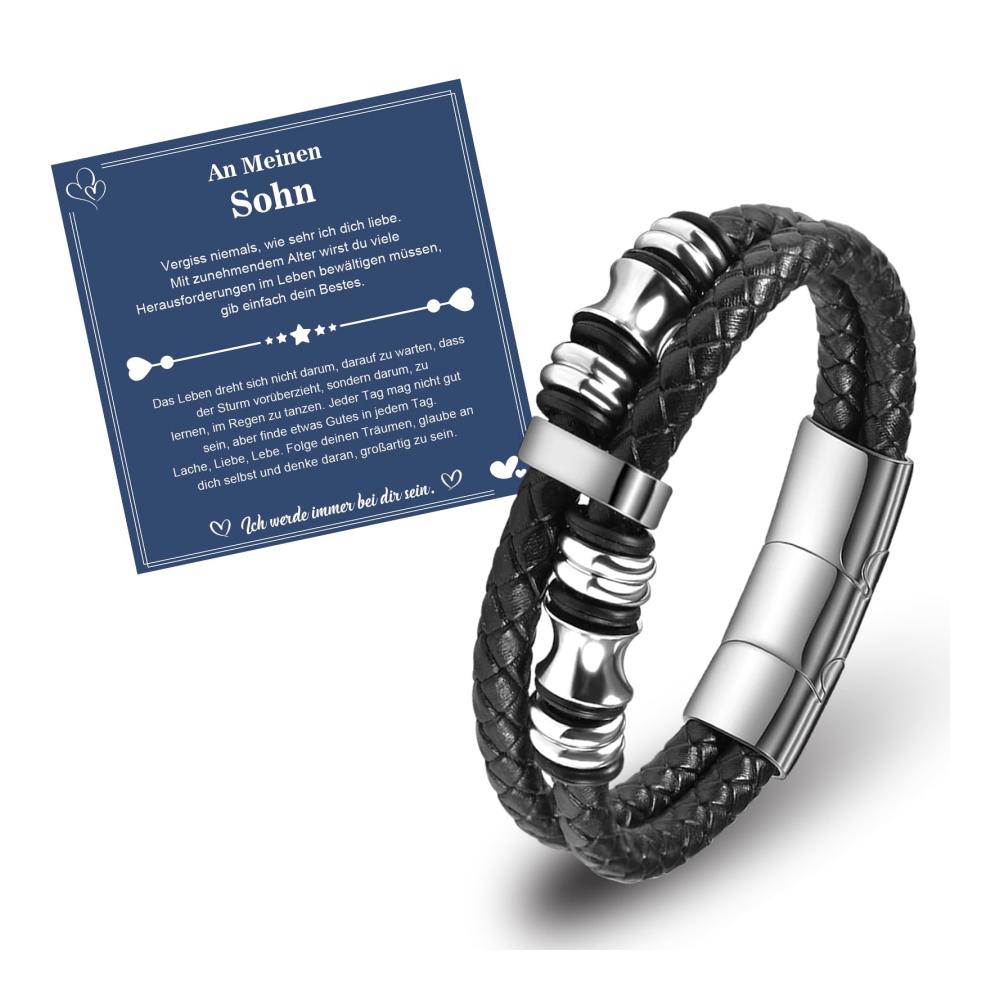 Herren Lederarmband mit Magnetverschluss - Stilvolles Geschenk für Männer 2-lagiges Flechtarmband als perfektes Armband für deinen Sohn