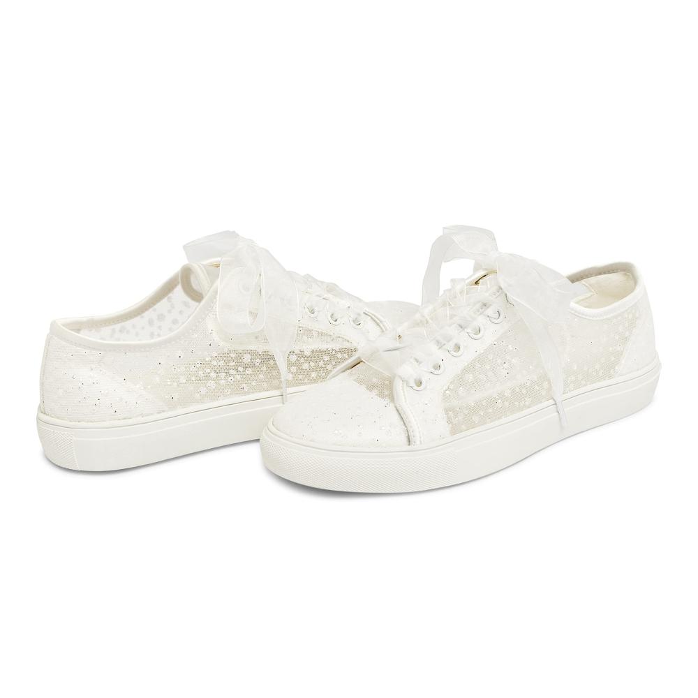 Hochzeitsschuhe Sneaker 8832A | Braut Turnschuhe mit Spitze | Bequeme Braut Tennisschuhe | Elegante Flache Hochzeitssneaker