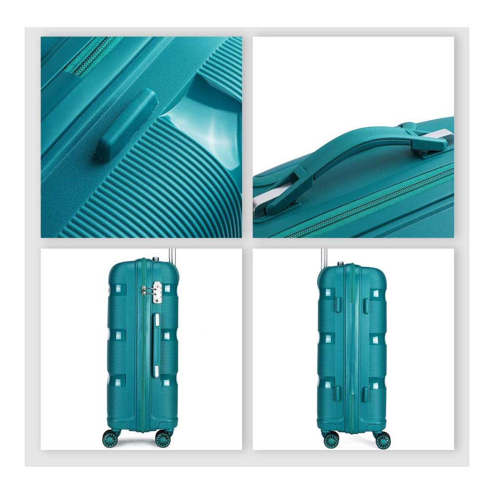 Hartschalen-Koffer 65 cm 65 Liter Türkis - Reisekoffer mit 8 Rollen TSA-Schloss