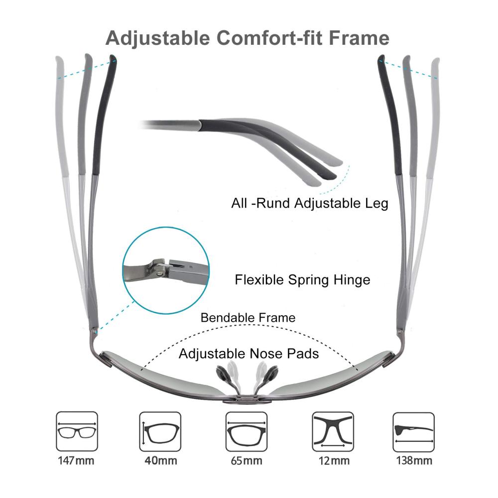 Photochromatische Polarisierte Herren-Sonnenbrille für Draußen Sport Radfahren - Ultraleichtes AL-MG Rahmen-Design