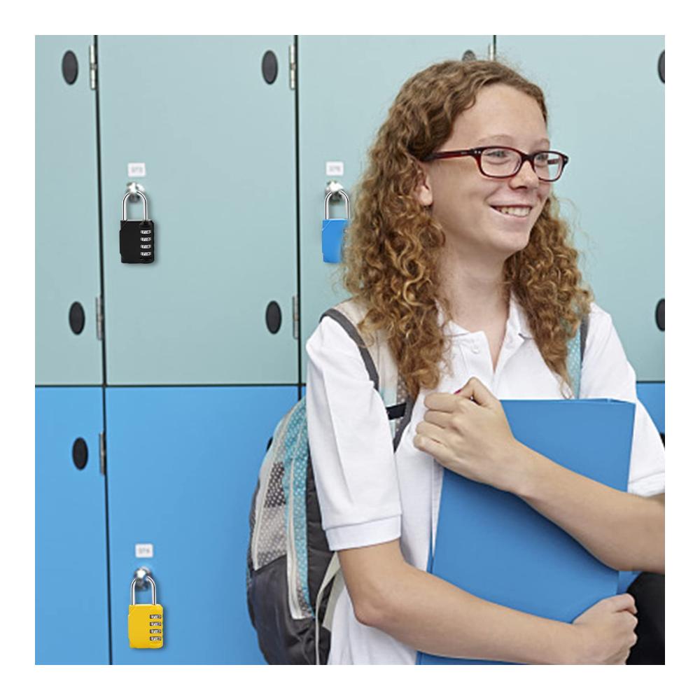 Set aus 4 Buntkombinationsschlössern mit 4-stelliger Sicherheitszahl – Ideale Zahlenschlösser für Schule Fitnessstudio Schließfach Gepäck & Aufbewahrungskoffer