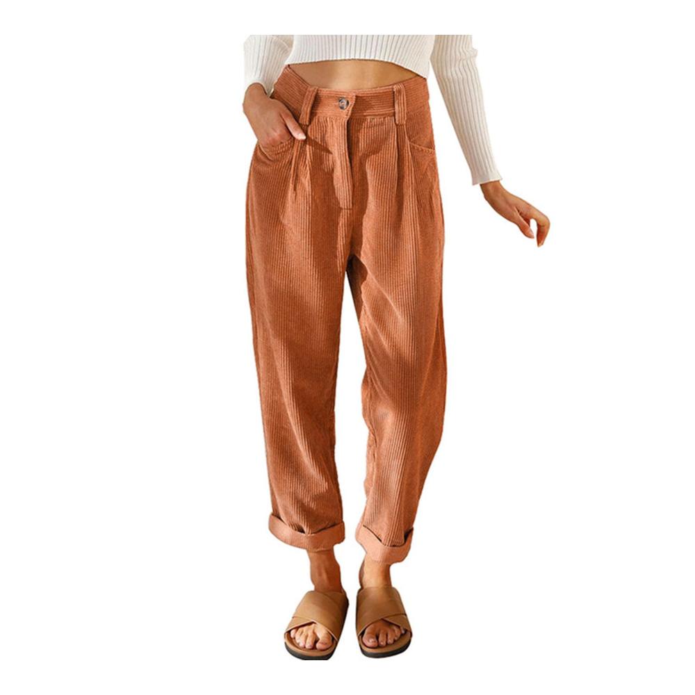 Damen Cordhose Weites Bein Patchwork Hohe Taille - Lässige und bequeme locker ausgestellte Hose