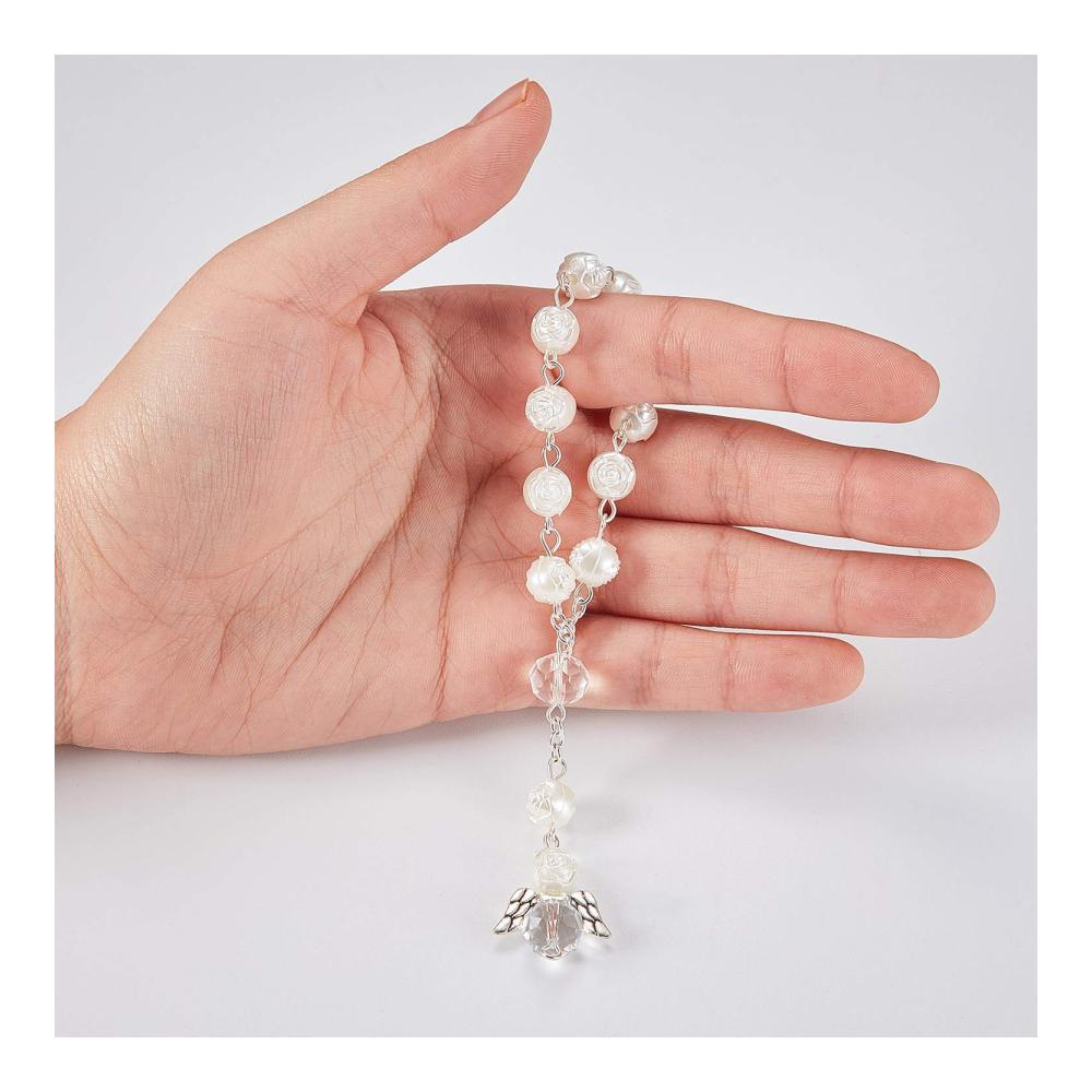 Armbänder 30 Stück Taufe - Elegante Acryl Kranzperlen in Miniaturform mit Organza Beuteln für Erstkommunion und Taufe - Ideale Geschenke für besondere Anlässe