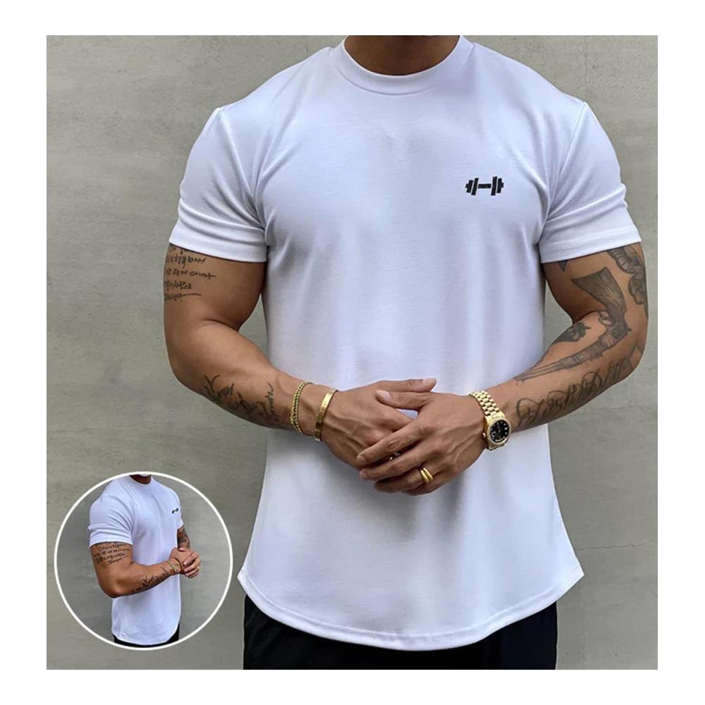 Baenxo Elastisches Sport-T-Shirt | Hochwertiges Muskelshirt aus 100% Baumwolle | Casual Kurzarmshirt für Sport und Freizeit