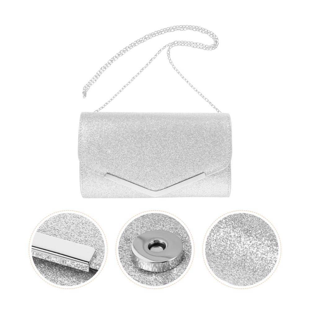 Elegante Schwarze Damen Clutch mit Kette für Hochzeit Party und mehr